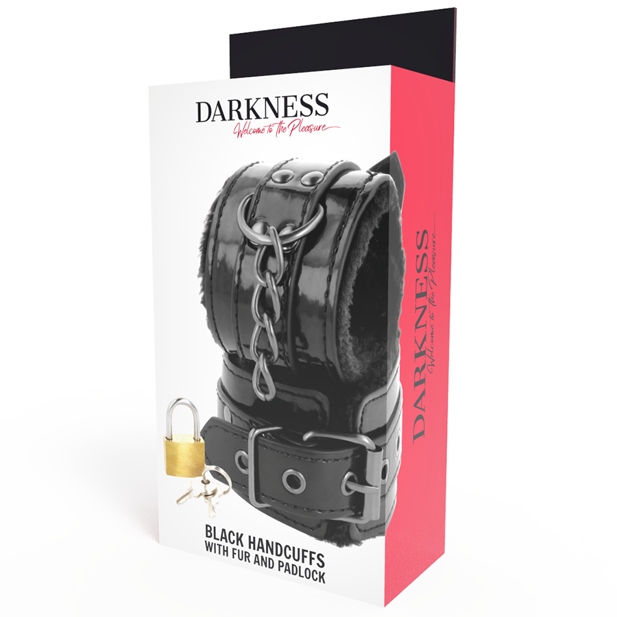 Menottes Ajustables en Cuir Noir P.V.C avec Cadenas