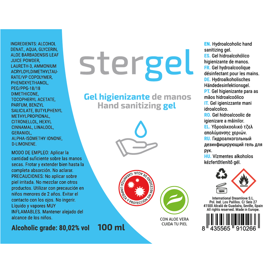 Gel Désinfectant Hydroalcoolique Aloe Vera STERGEL