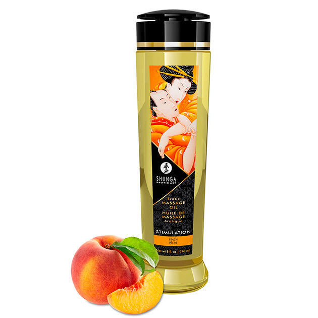 Huile de massage érotique stimulante pêche Shunga 240 ml