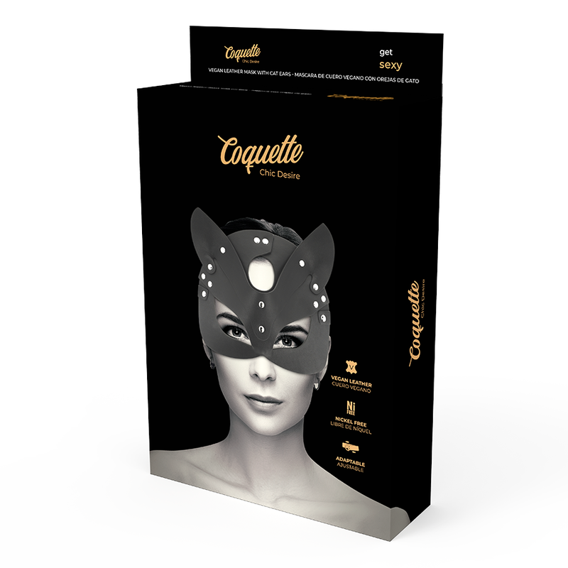 Masque en Cuir Vegan avec Oreilles de Chat