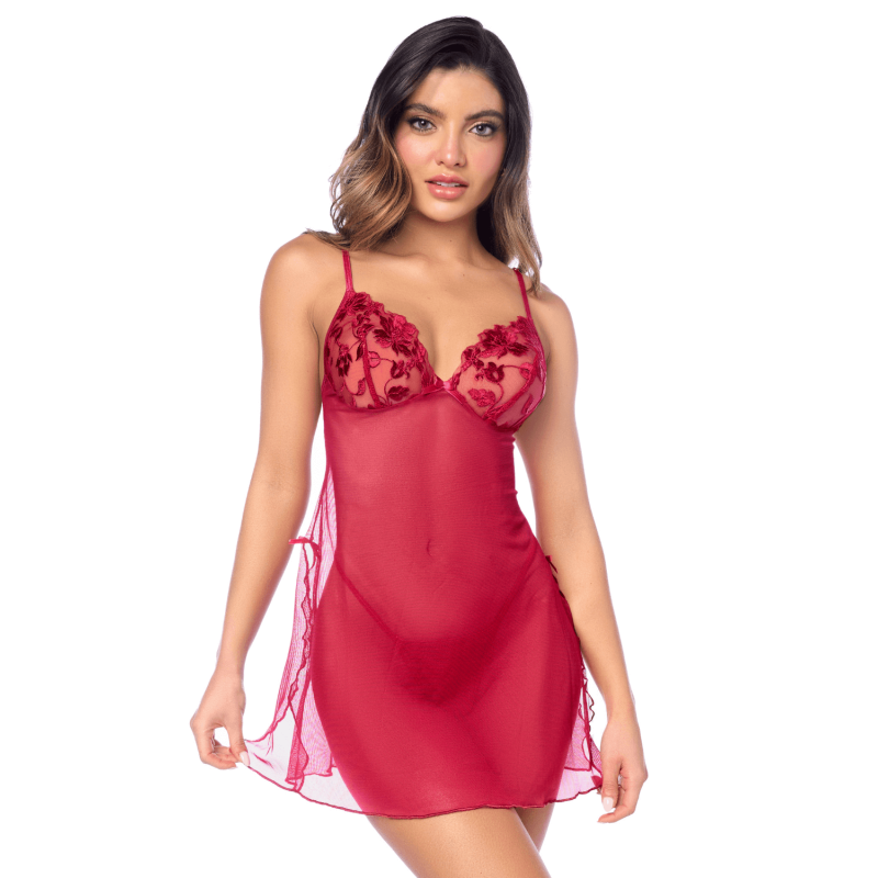 Babydoll romantique résille brodée