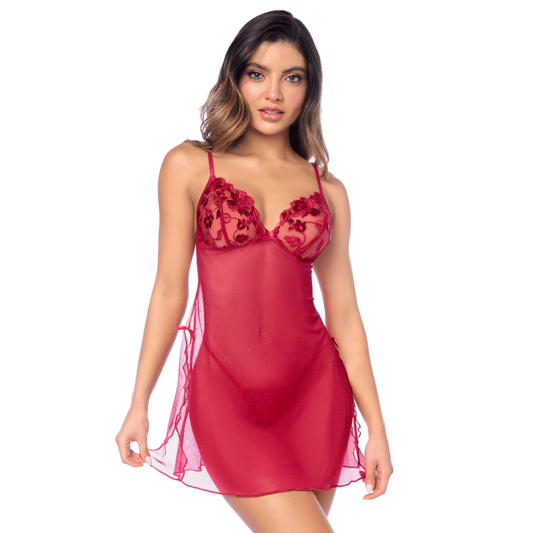 Babydoll romantique résille brodée