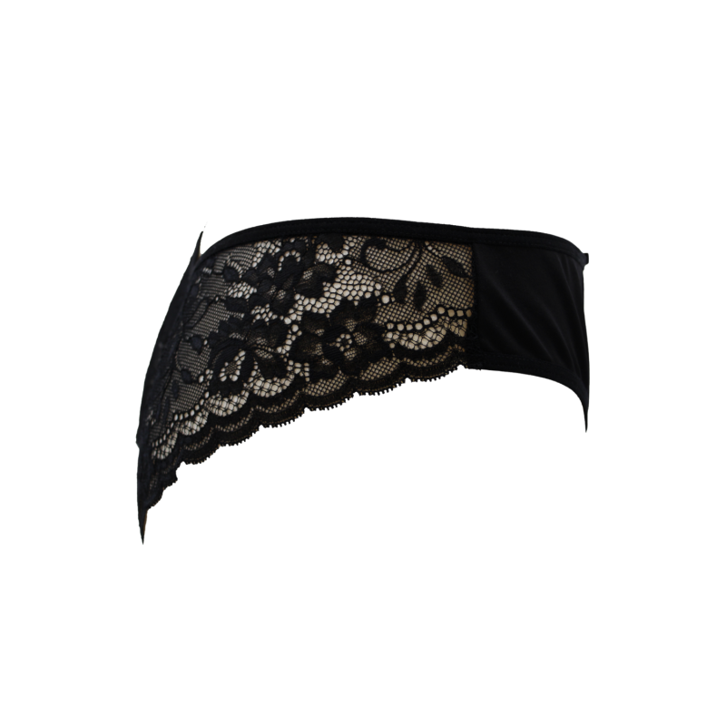 Culotte Noire Dentelle avec Nœud Satin