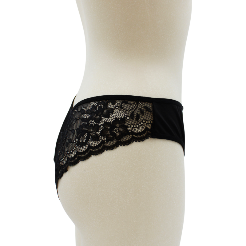 Culotte Noire Dentelle avec Nœud Satin