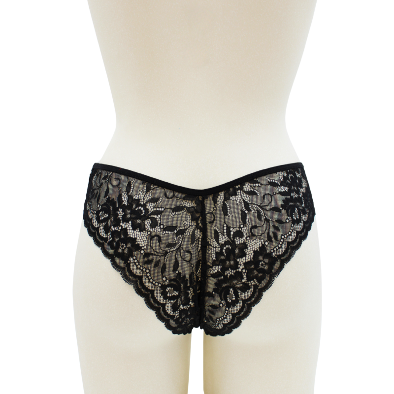 Culotte Noire Dentelle avec Nœud Satin