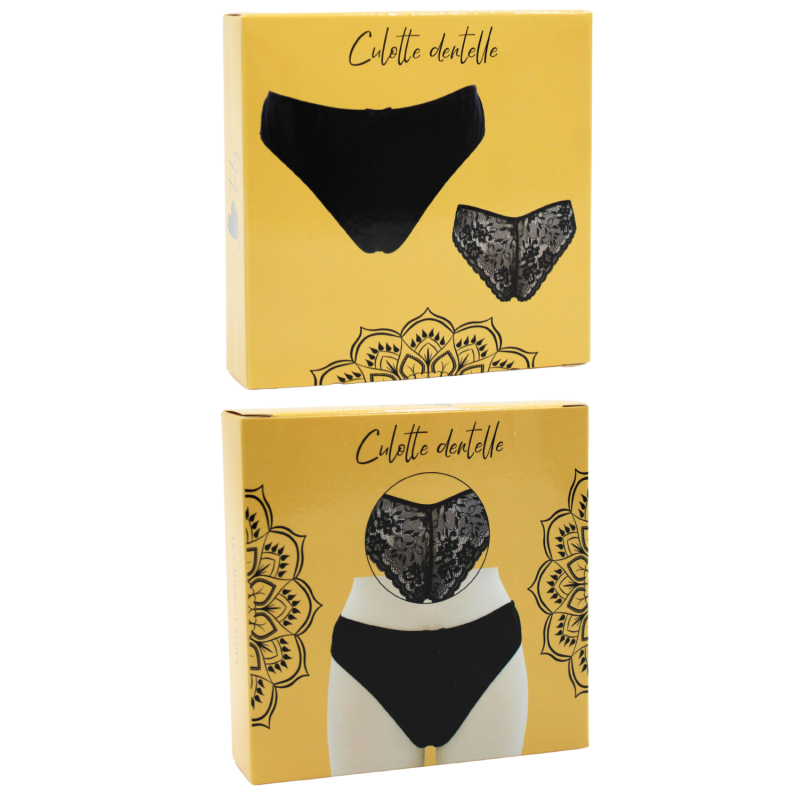 Culotte Noire Dentelle avec Nœud Satin