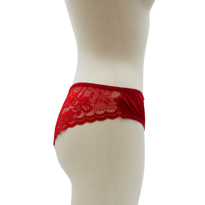 Culotte Rouge Dentelle avec Nœud Satin