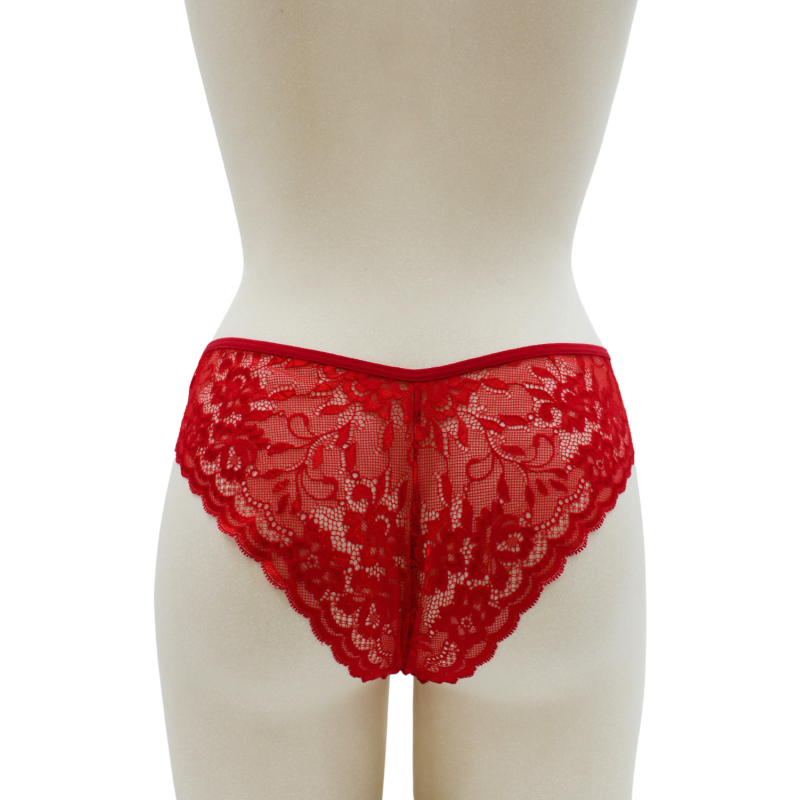 Culotte Rouge Dentelle avec Nœud Satin