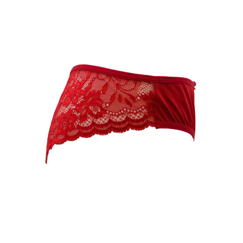 Culotte Rouge Dentelle avec Nœud Satin