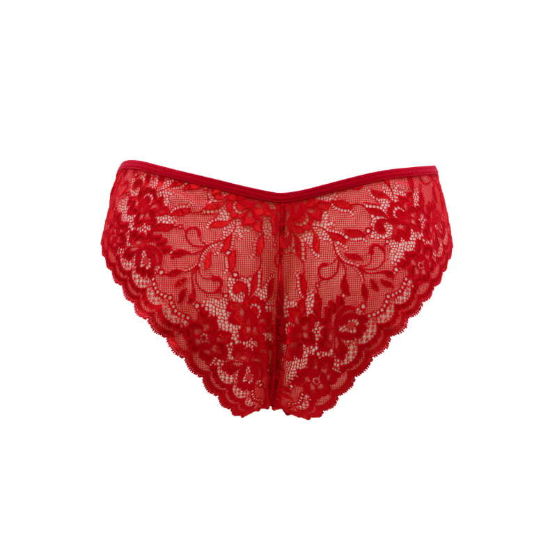 Culotte Rouge Dentelle avec Nœud Satin