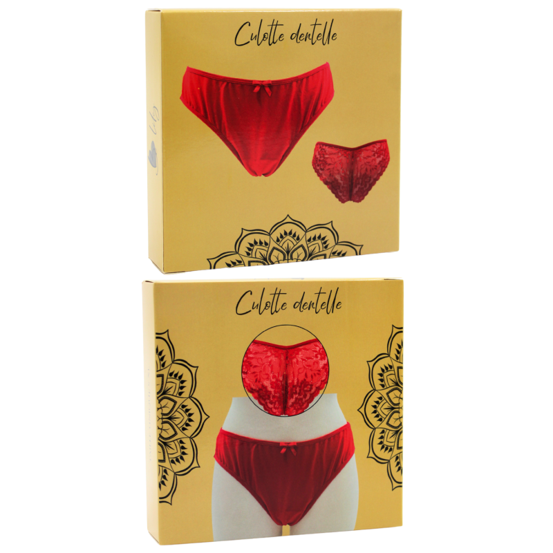 Culotte Rouge Dentelle avec Nœud Satin