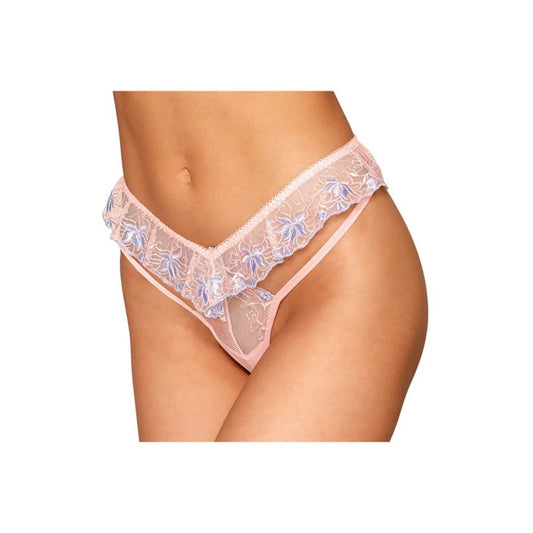 String avec broderie florale rose avec taille en forme de « V »