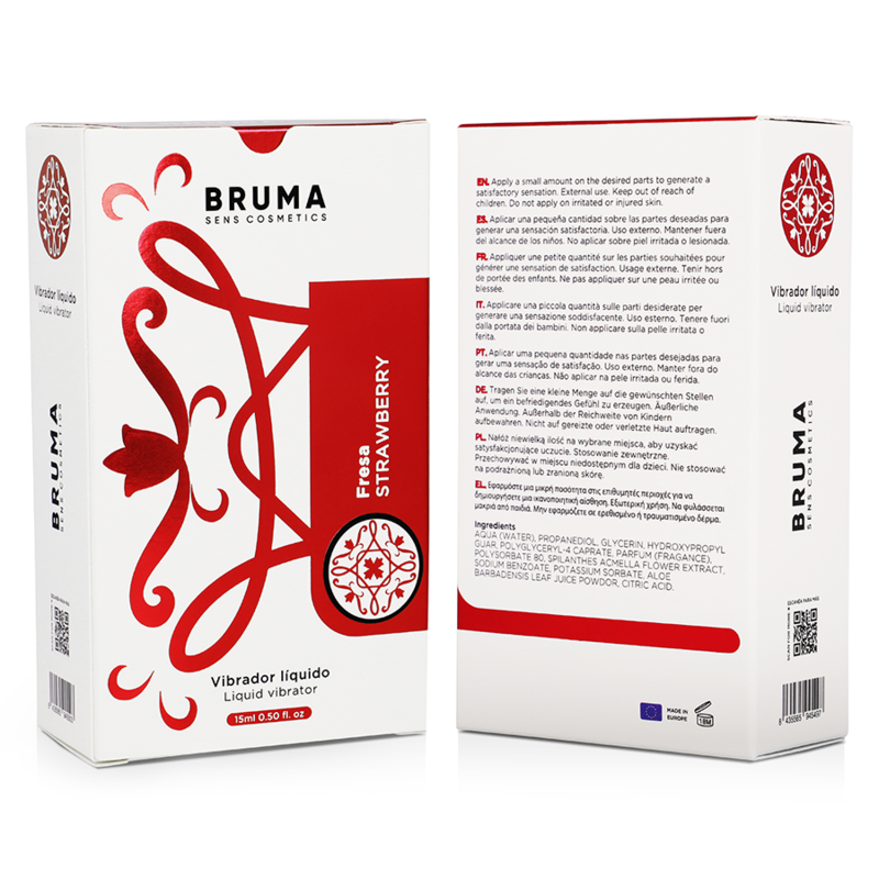 Vibromasseur liquide ultra glissant fraise BRUMA 15 ml
