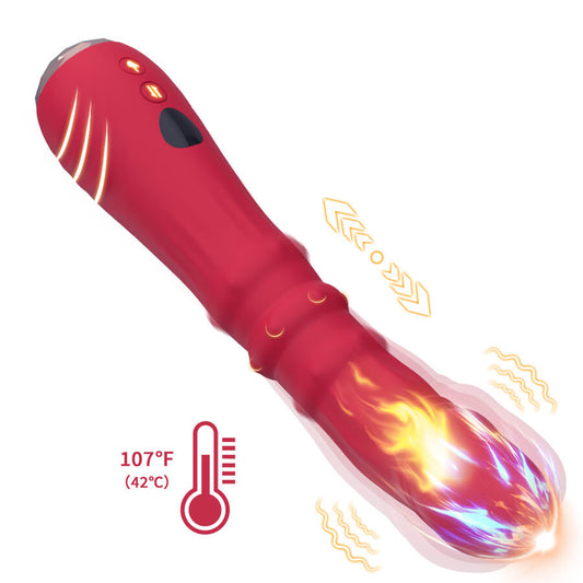 Dildo vibrant Point A rouge thermo-réglable