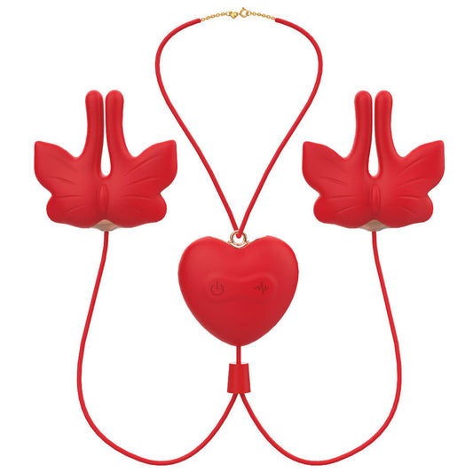 Pinces à tétons vibrantes papillon rouges magnétiques
