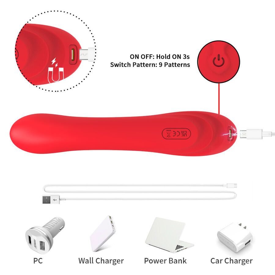 Vibromasseur langue oscillante rouge intense