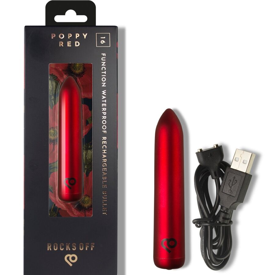 Vibromasseur rouge coquelicot Rocks-Off rechargeable