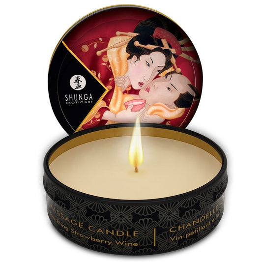 Bougie de Massage Mini Caresse Fraises et Cava 30 ml