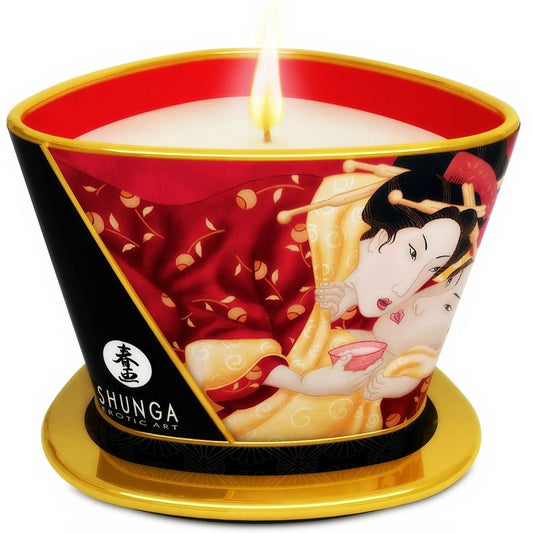 Bougie de Massage Shunga Fraises et Cava