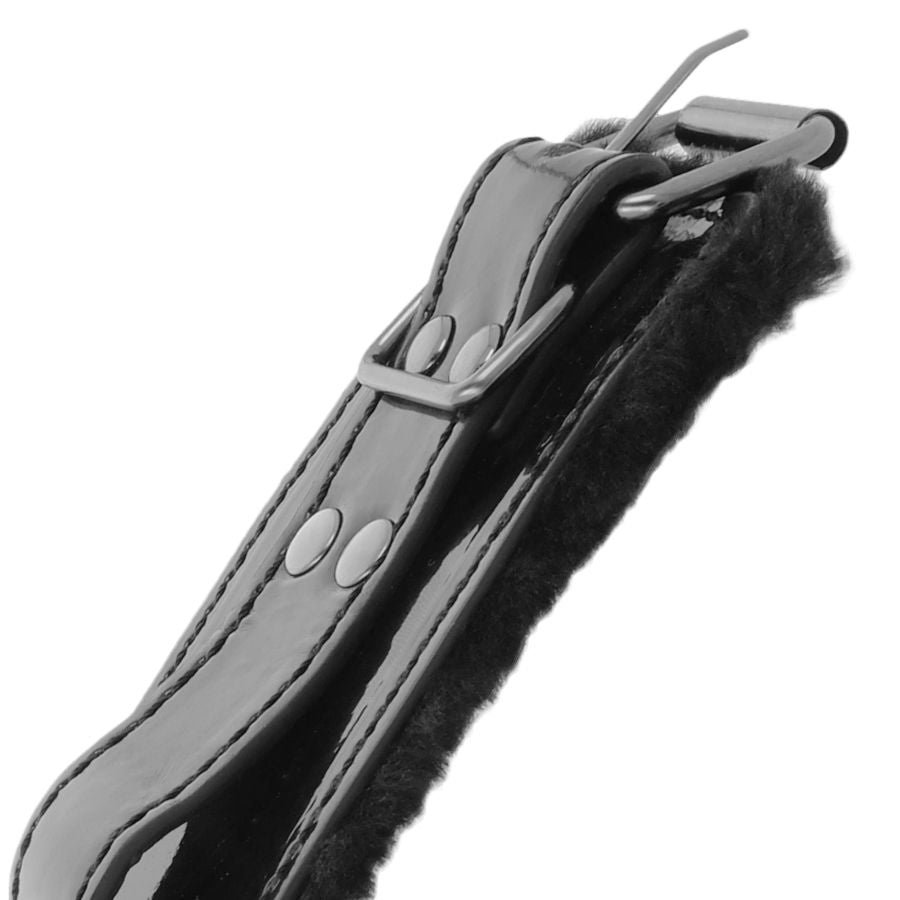 Menottes Ajustables en Cuir Noir P.V.C avec Cadenas