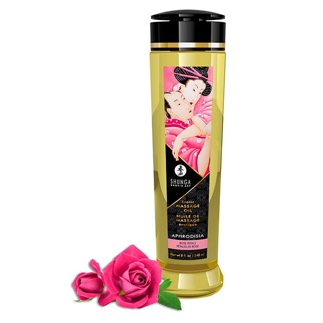SHUNGA - Huile de Massage Aphrodisiaque Arôme Pétales de Rose - 240 ml